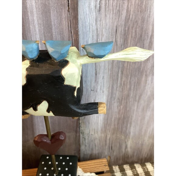 Williraye Studio Folk Art Cow On Stick With Birds WW1412 Weathervane 1996 - Picture 7 of 13